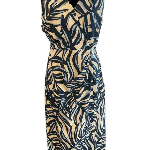 Sam Edelman Faux Wrap Maxi-Dress V-Neck Sleeveless NWT Sz 10 geometric pattern - Picture 5 of 15
